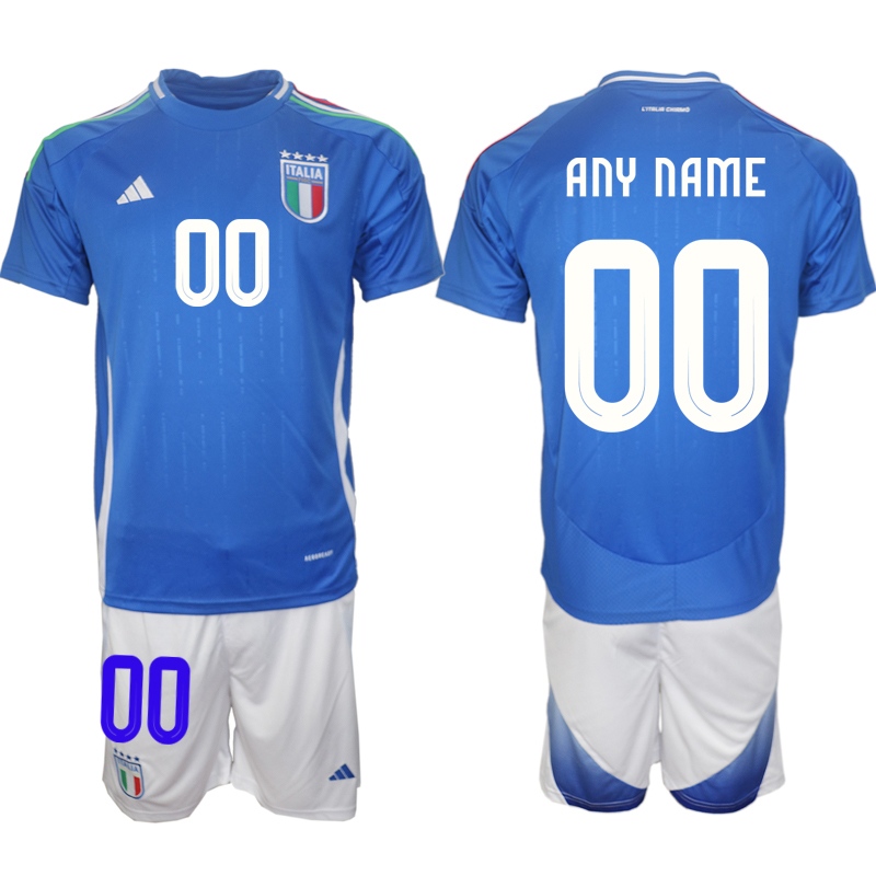 Men 2024-2025 Season Italy home Blue customized Soccer Jersey->customized soccer jersey->Custom Jersey